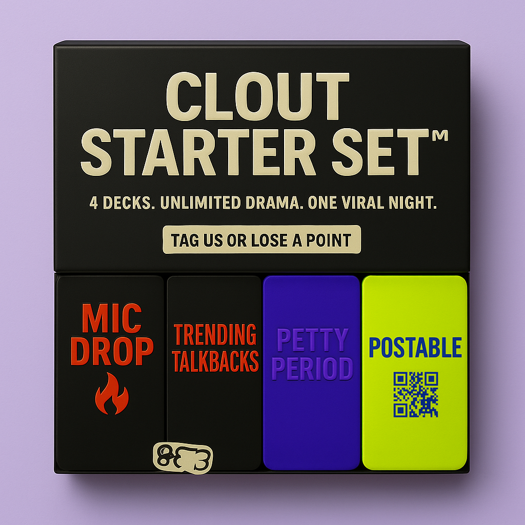 Clout Starter Set™ – 4 Viral Card Decks in 1 Box