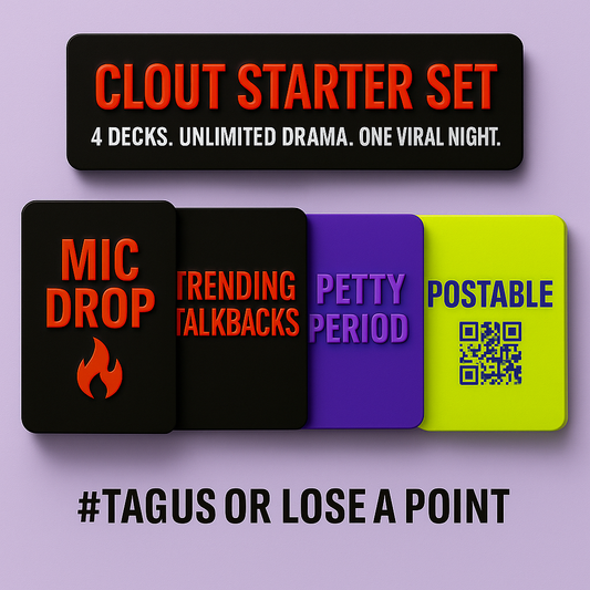 Clout Starter Set™ – 4 Viral Card Decks in 1 Box