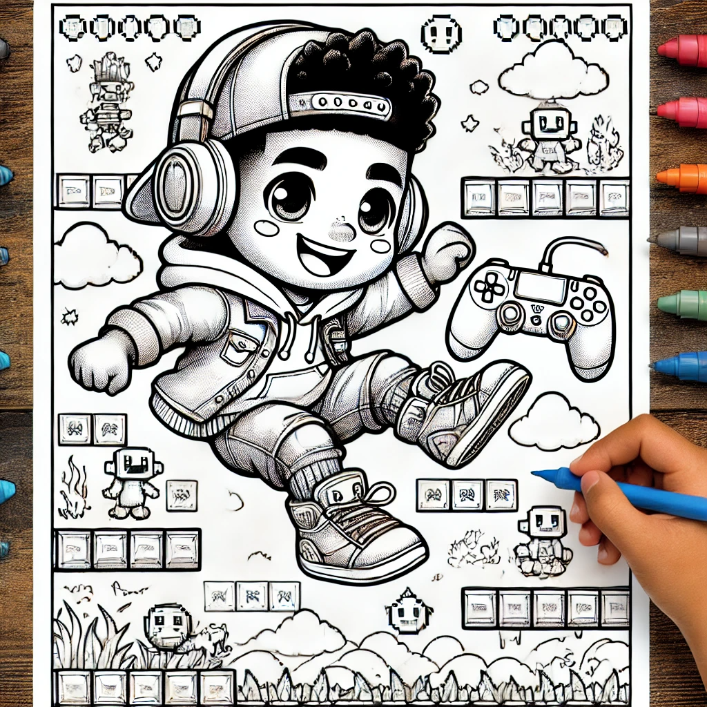 Level Up with Zayden A Video Game Coloring Adventure