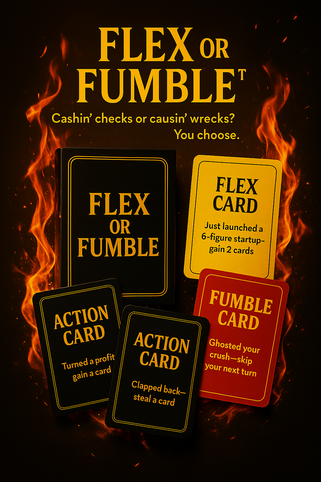 🔥 Flex or Fumble™ Card Game – The Boss-Up or Blow-It Party Game